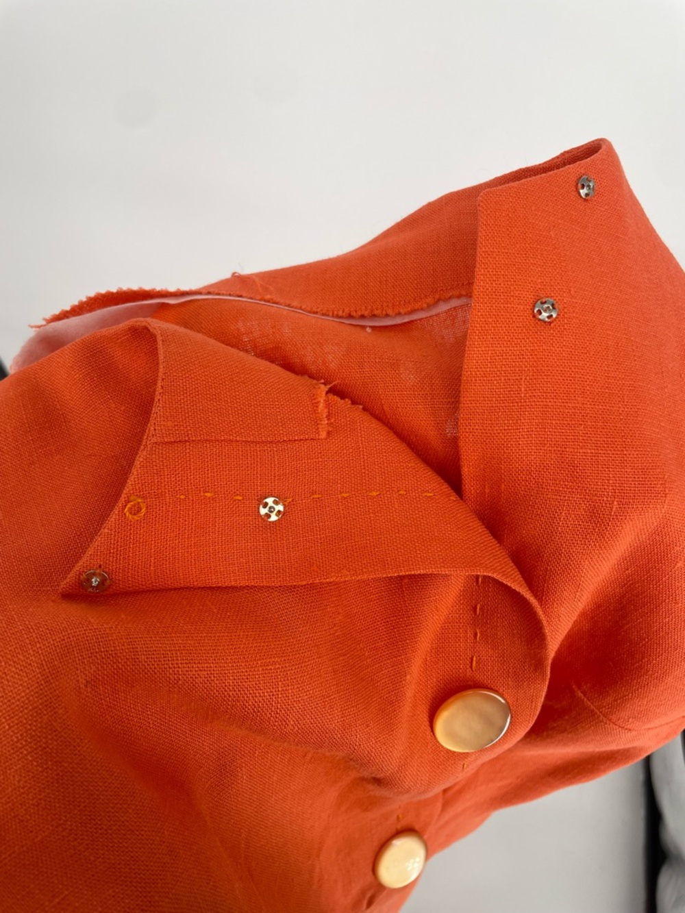 Vintage 60s Mod Vibrant Orange Asymmetrical Button Front A-line Retro Dress - Picture 12 of 12